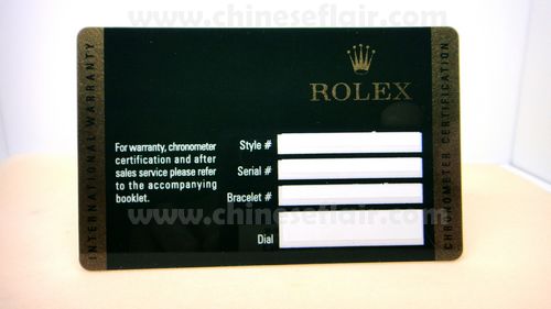 ROLEX WATCH WARRANTY CARD - GREEN PLASTIC CARD ROLEX WATCH WARRANTY CARD - GREEN PLASTIC CARD